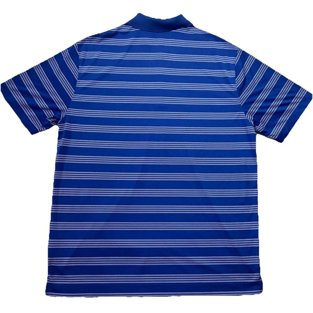 Nike Golf Dri Fit Mens Blue Stripped Short Sleeve Polo Shirt Size L